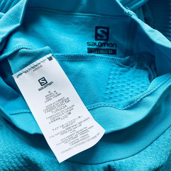 Salomon Essential Warm Top Base Layer Mock Neck Long Sleeve Blue Size Medium NEW - Picture 8 of 9